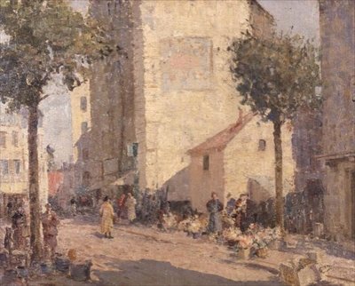 Keramik och blommor, Dieppe av William Lee Hankey