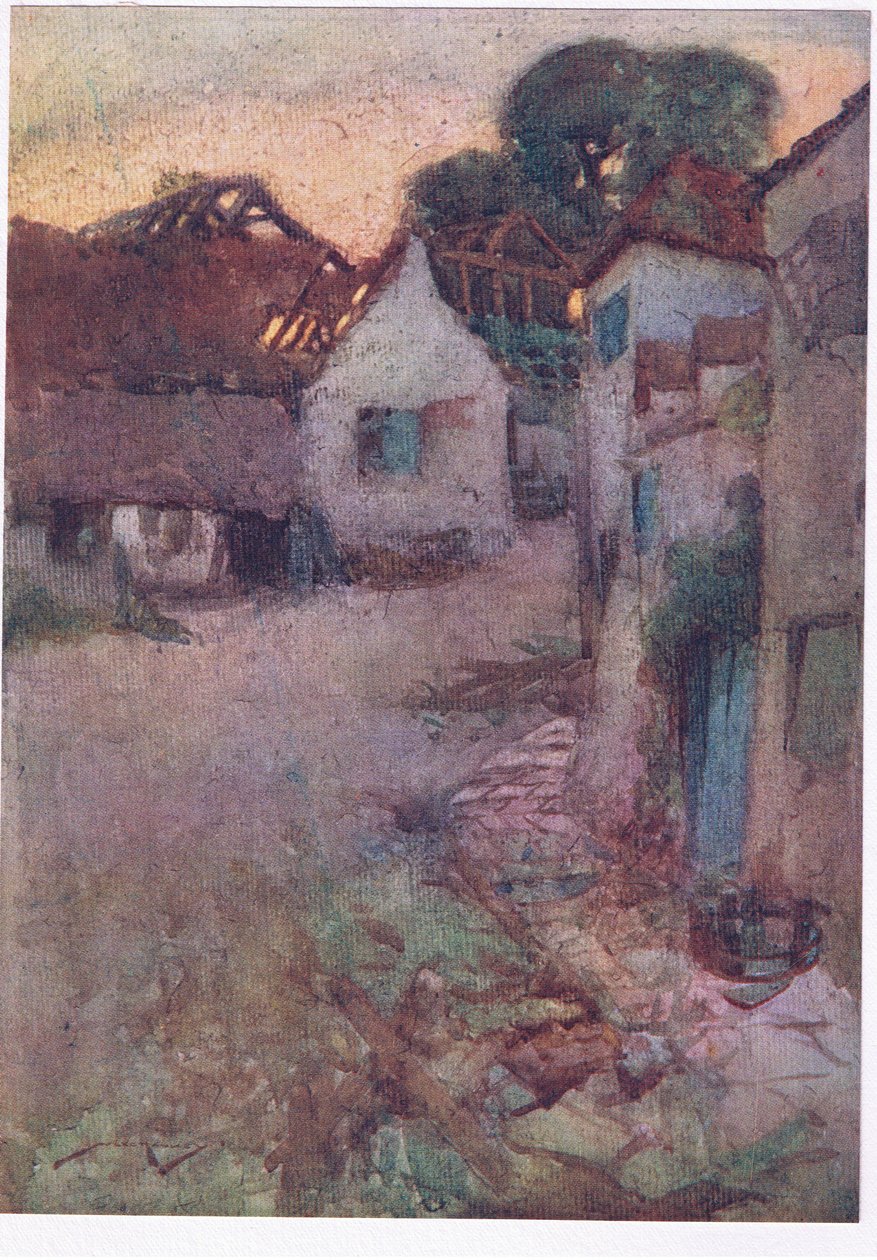 Sjunkna är dina bower, i oformlig ruin allt, och det långa gräset ovanför den gjutna väggen (färg litho) av William Lee Hankey