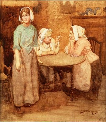 Den öde byn (akvarell på papper) av William Lee Hankey