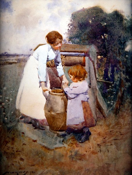 Två flickor vid brunnen av William Lee Hankey