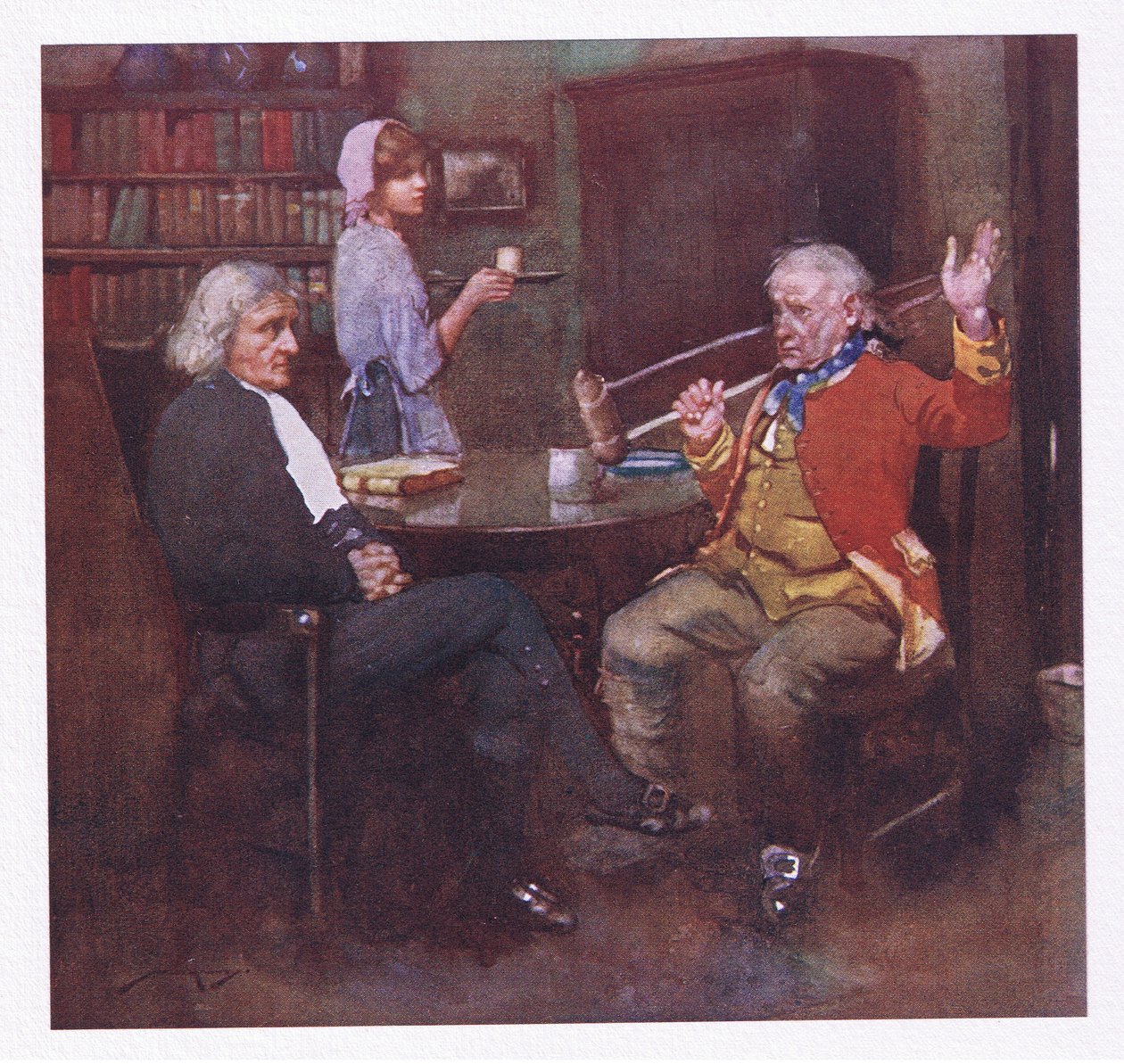 Grät över sina sår, eller berättelser om sorg gjorda, axlade sin krycka och visade hur fält vann (färg litho) av William Lee Hankey