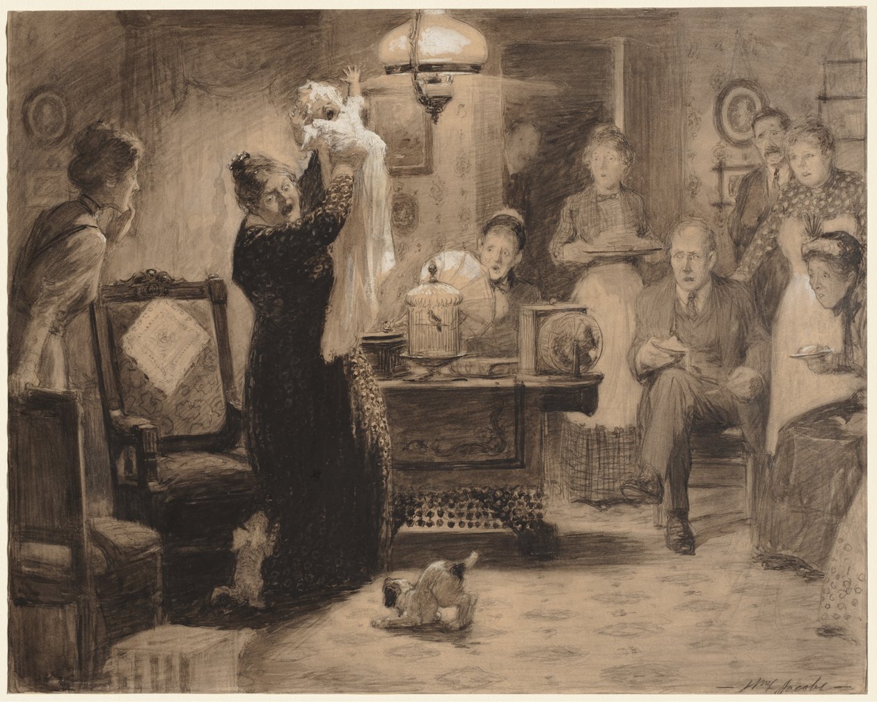 Skiss till illustration The Stationary Baby, 1912. av William Leroy Jacobs
