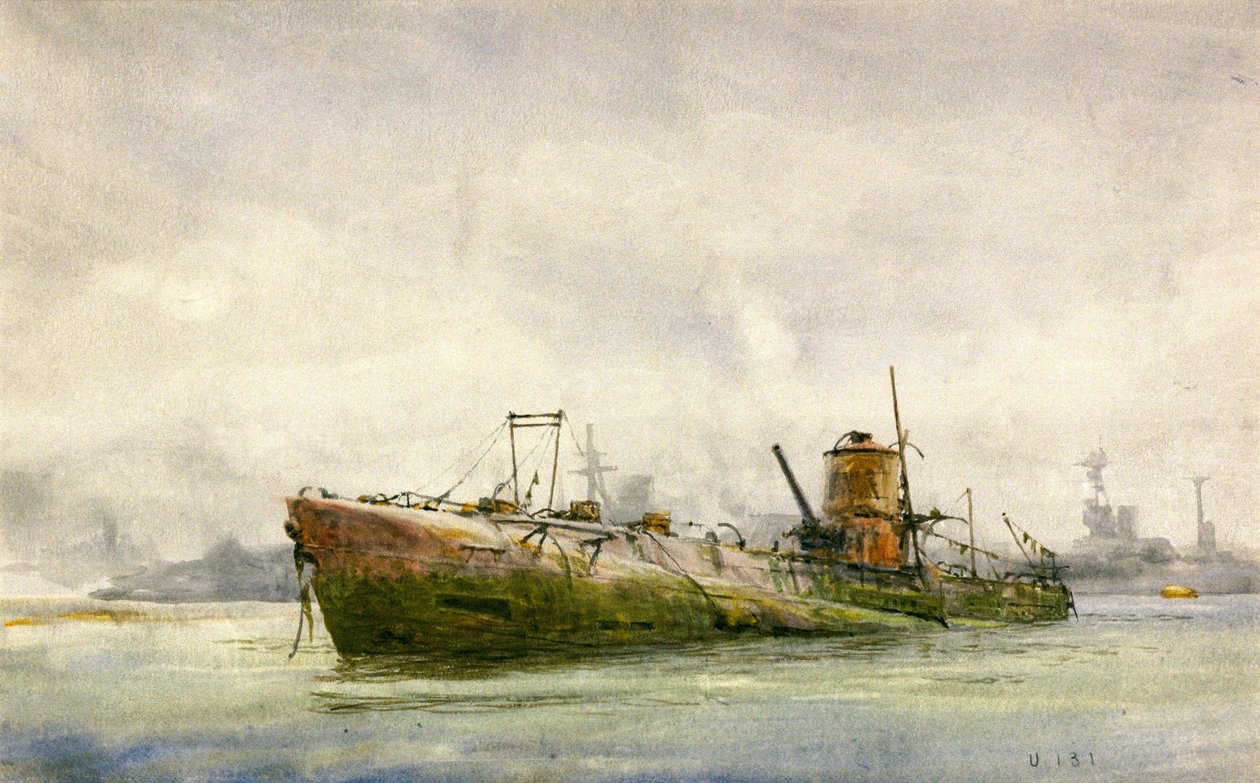 En övergiven och strandad ubåt, Portsmouth av William Lionel Wyllie