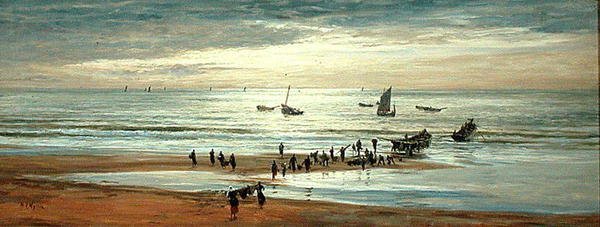 Strandscen på Frankrikes norra kust (olja på duk) av William Lionel Wyllie
