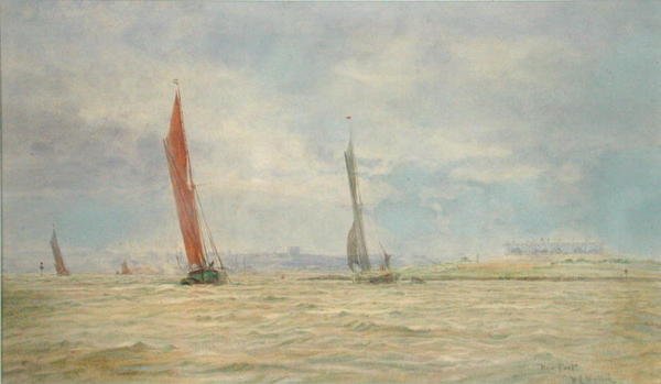 Hoo Fort, River Medway (akvarell på papper) av William Lionel Wyllie
