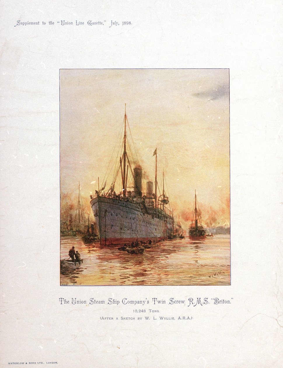 RMS "Briton", slutet av 1800-talet till början av 1900-talet (kromolitografi) av William Lionel Wyllie