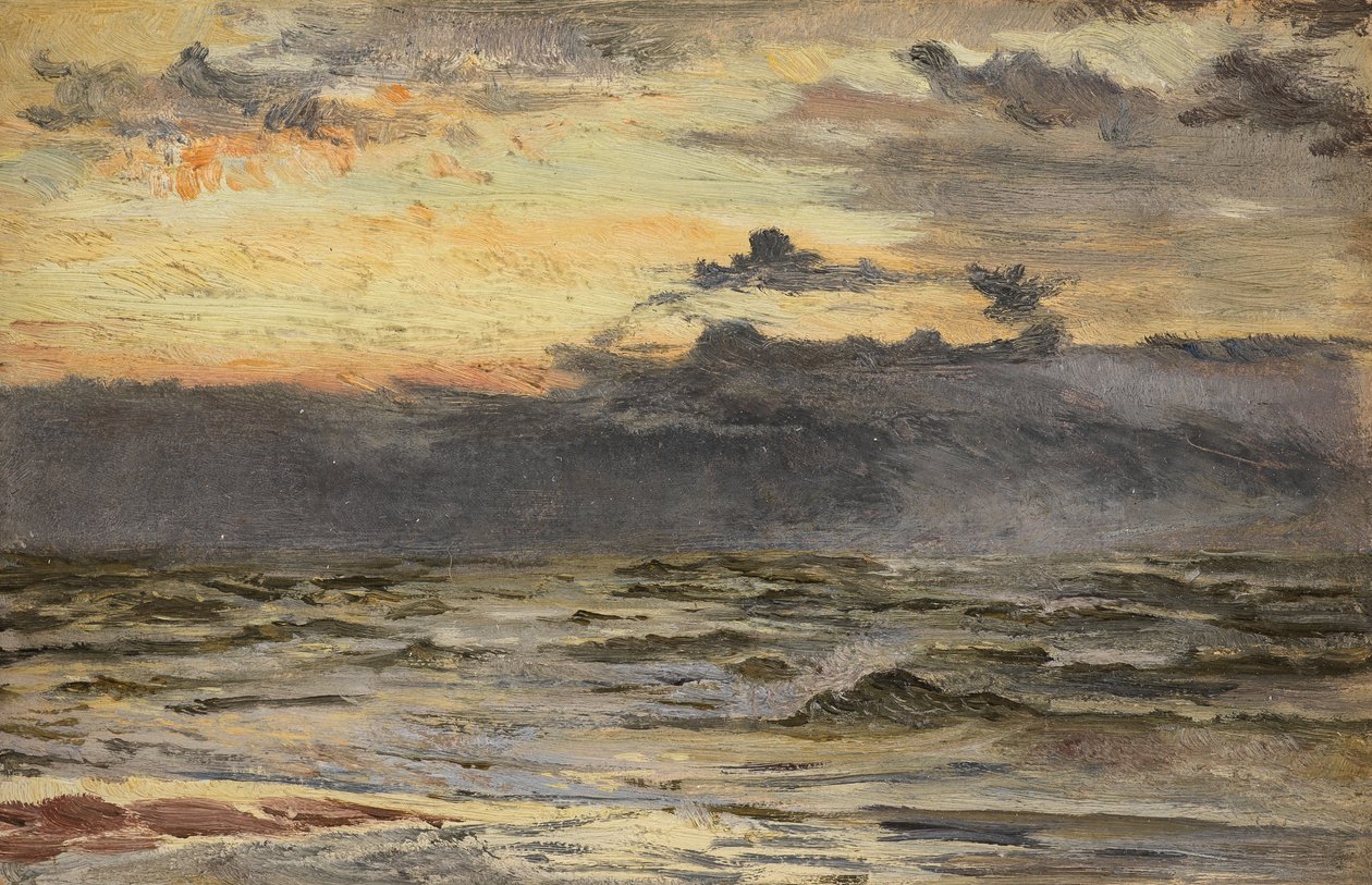 Studie för The Sea-Beach after a Storm (olja ombord) av William Lionel Wyllie