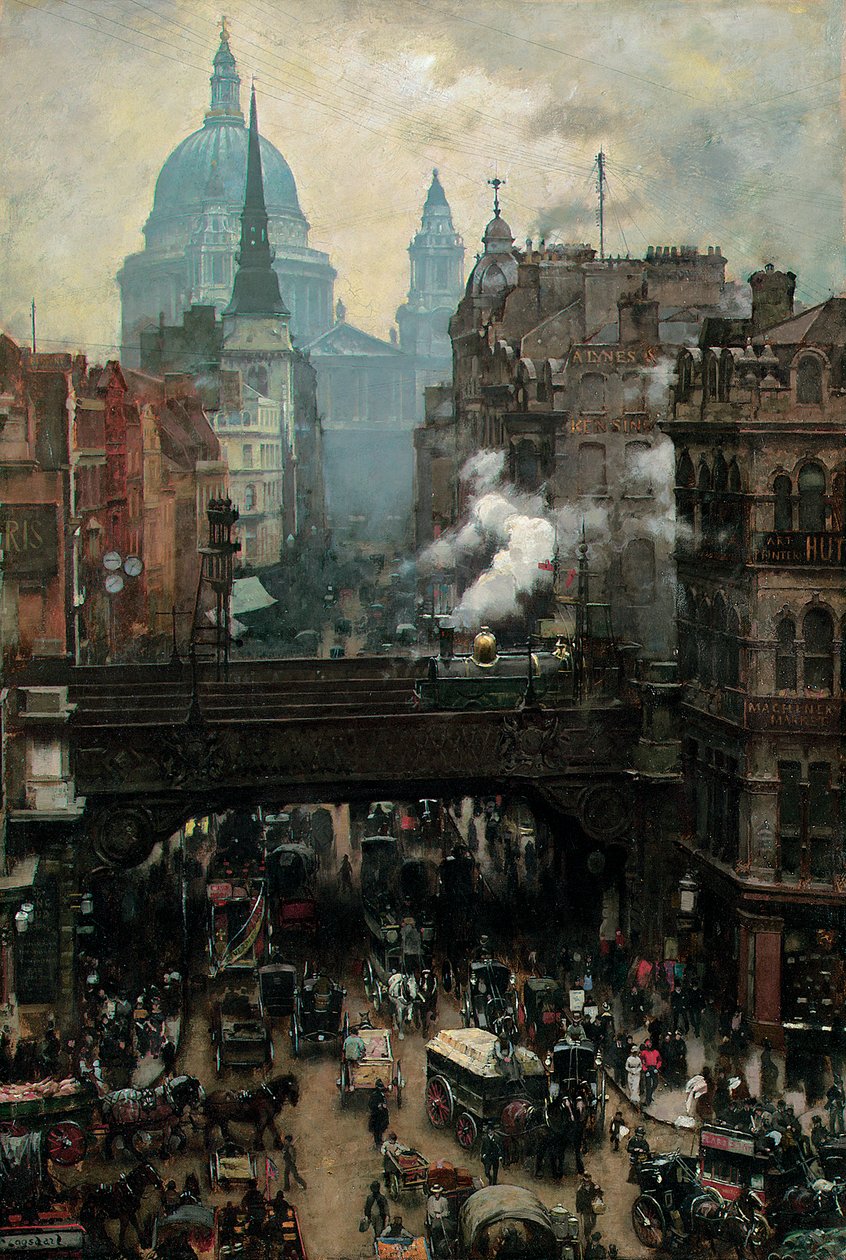 St. Paul"s och Ludgate Hill, ca 1887 av William Logsdail