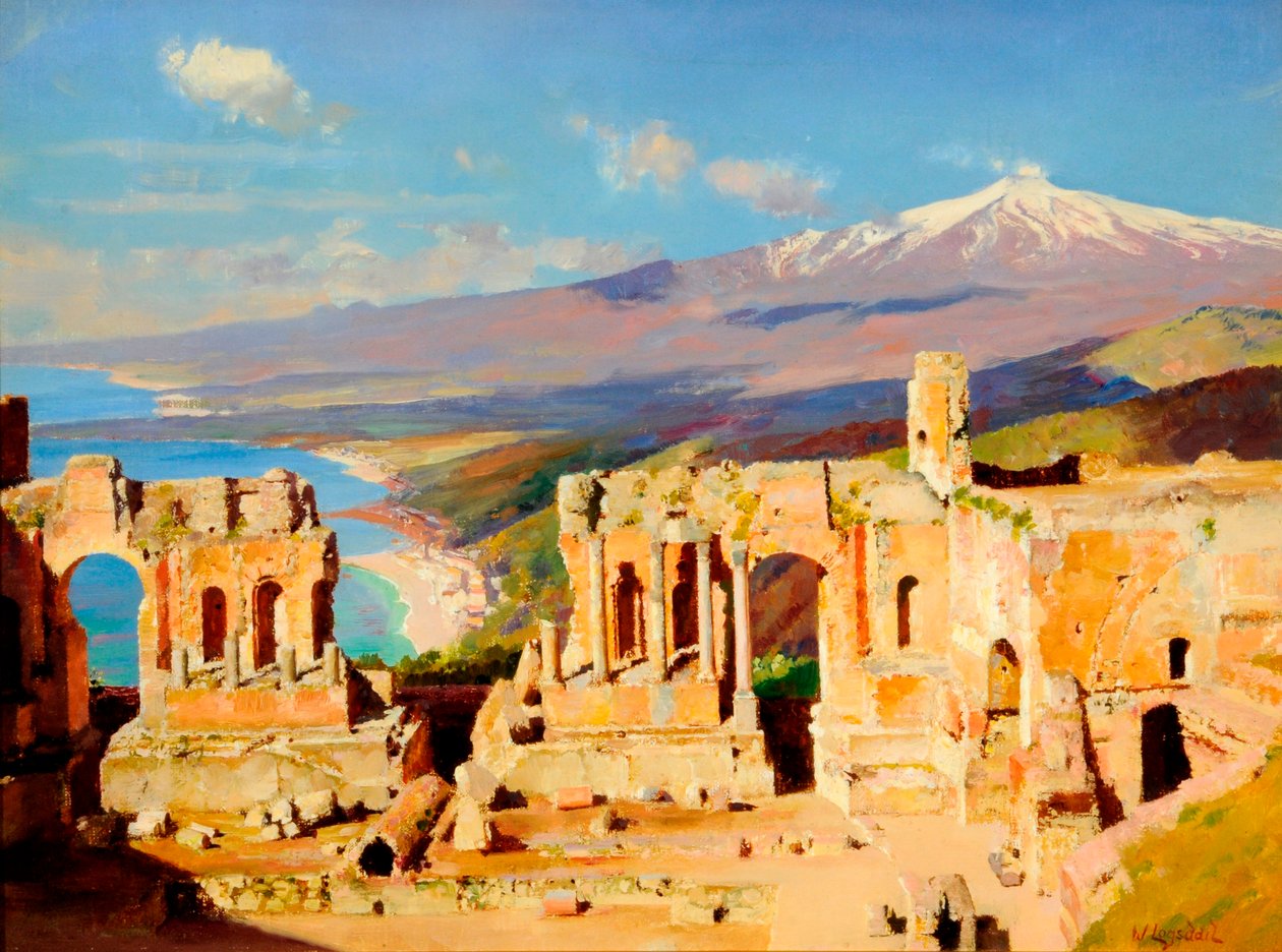 Den grekiska teatern, Taormina, Sicilien av William Logsdail