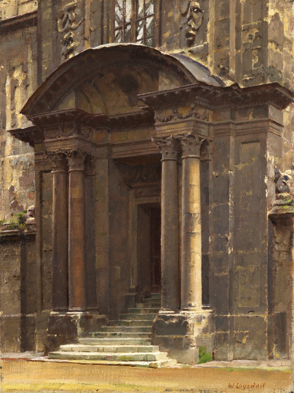The Porch of the Old Ashmolean, Oxford av William Logsdail