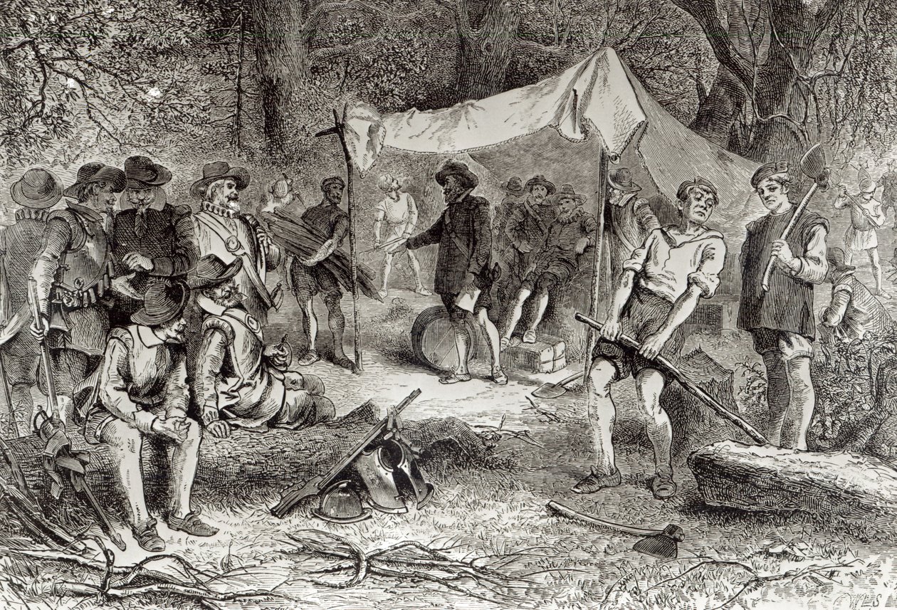 Den första dagen i Jamestown, 14 maj 1607, från 
