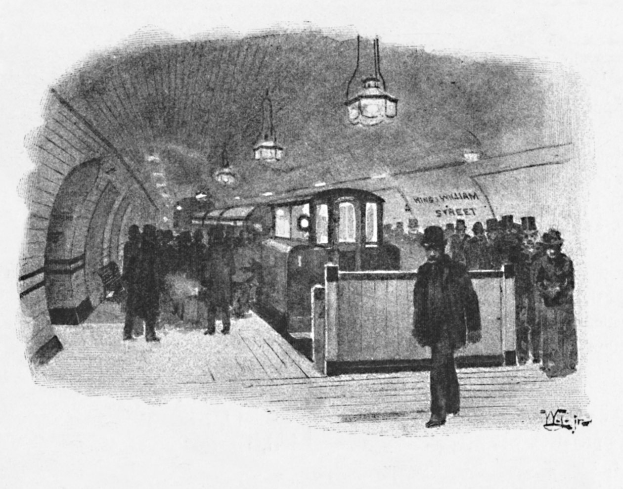 Electric Railway Station City och South London, King William Street, 1891 av William Luker