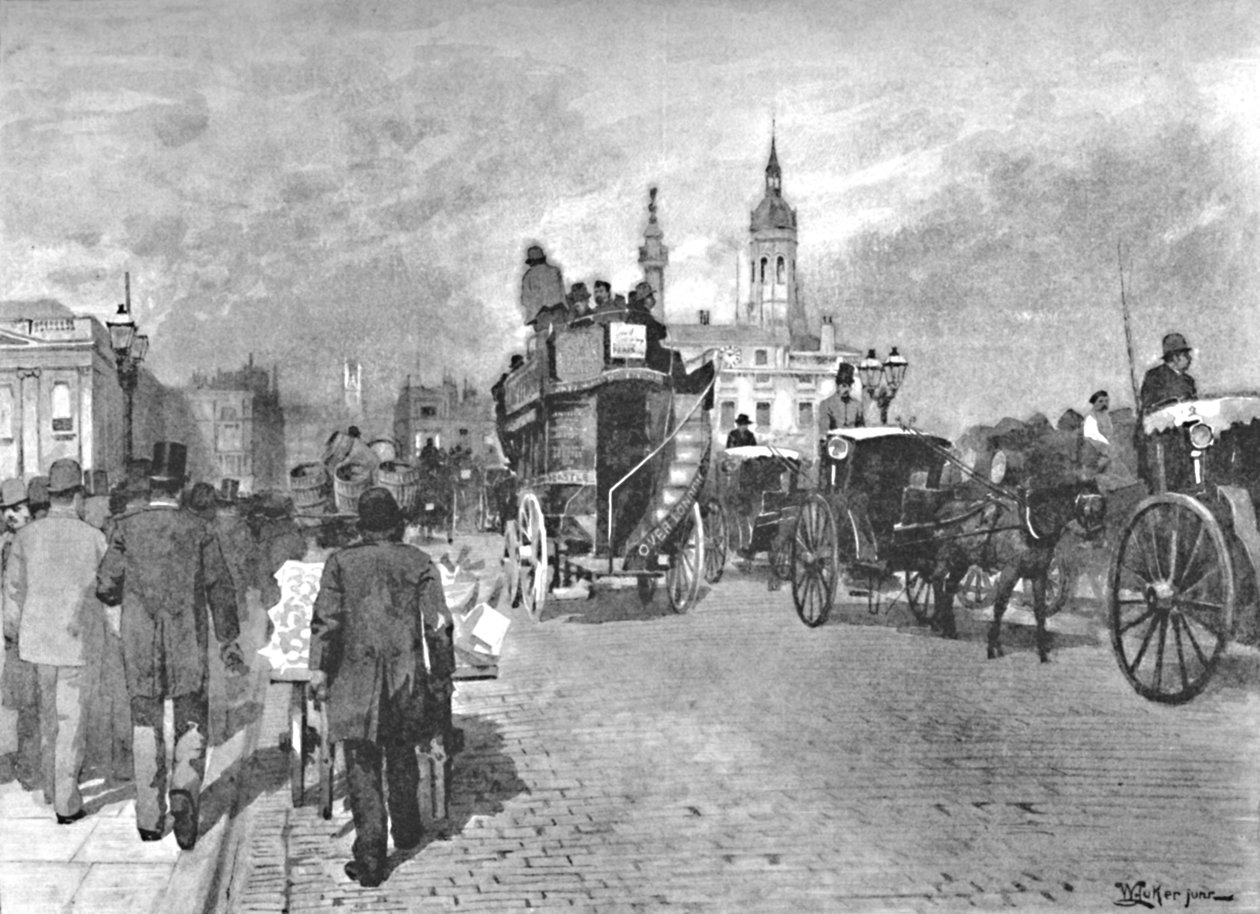 London Bridge - Går över, 1891 av William Luker