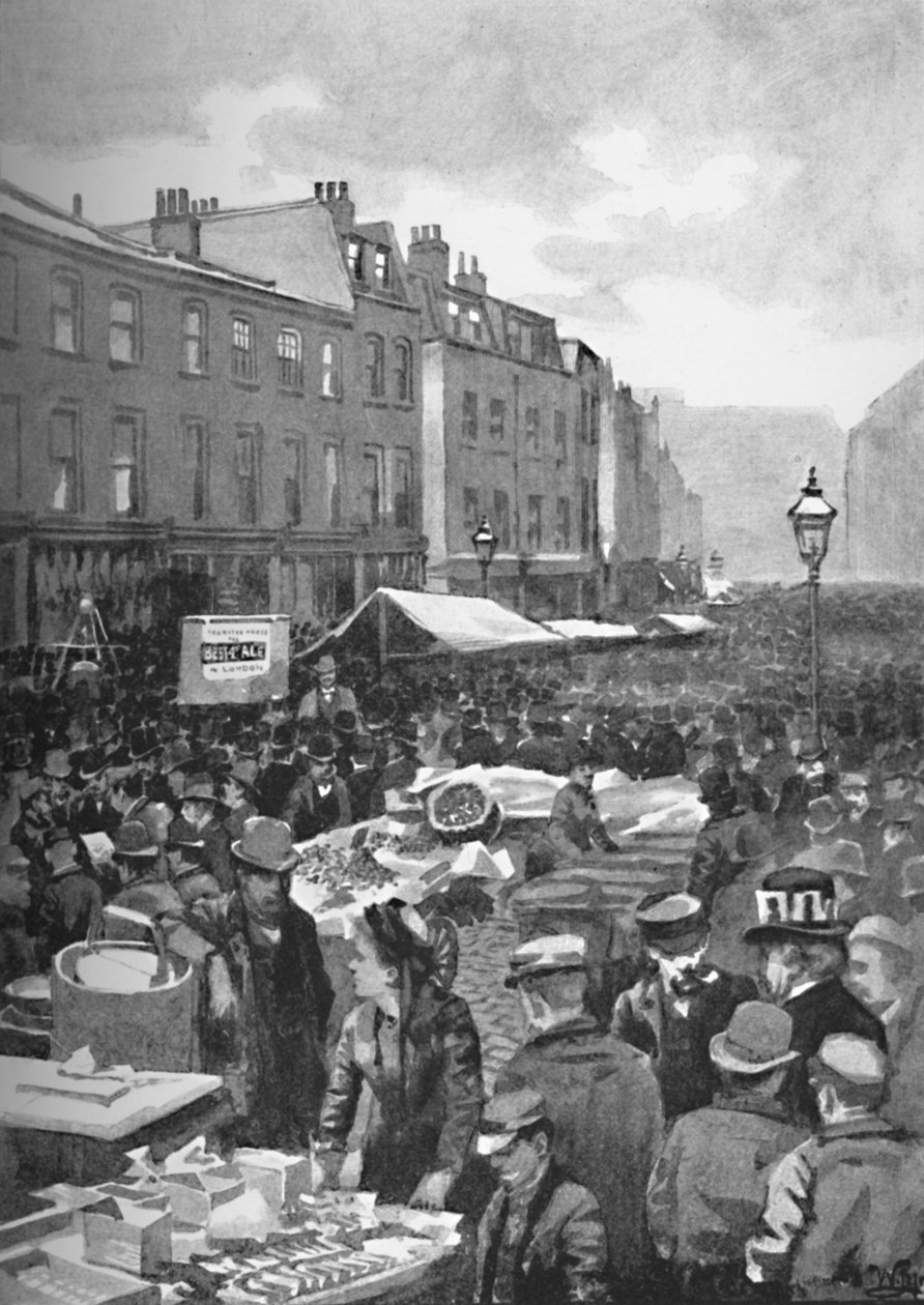 Middlesex Street Late Petticoat Lane på en söndagsmorgon, 1891 av William Luker