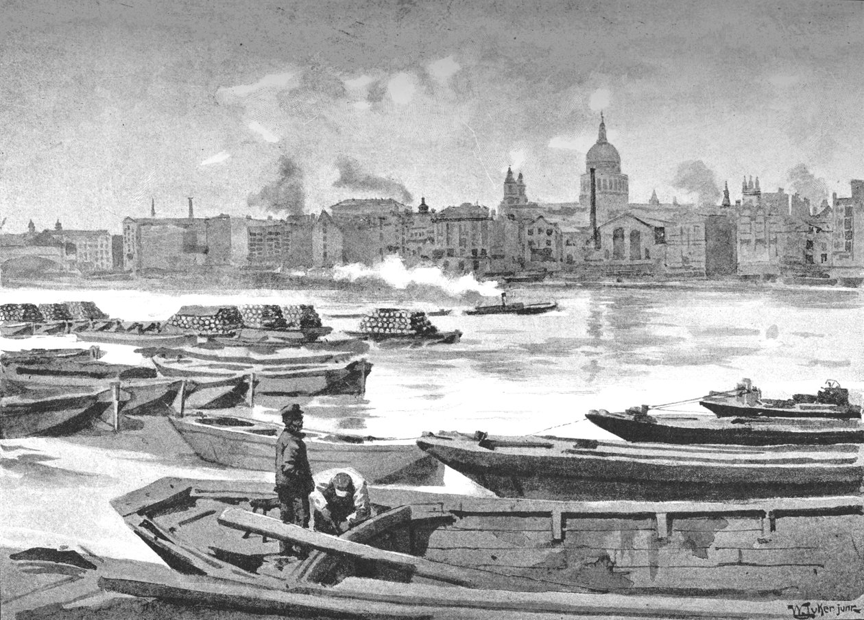 St. Pauls Cathedral från flodens södra strand, 1891 av William Luker