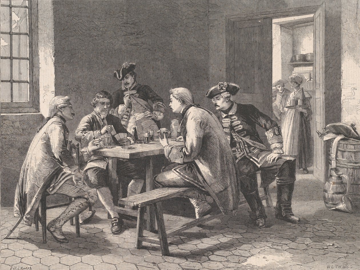 Soldiers Playing at Cards, från Illustrated London News, 4 maj 1861 av William Luson Thomas