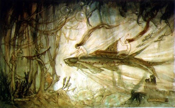 The Race (penna och bläck, akvarell på papper) av William M. Timlin