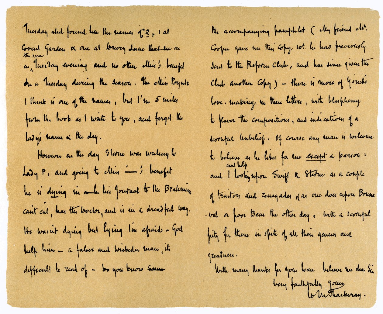 Brev från William Makepeace Thackery till TW Gibbs, 12 september 1851. av William Makepeace Thackeray