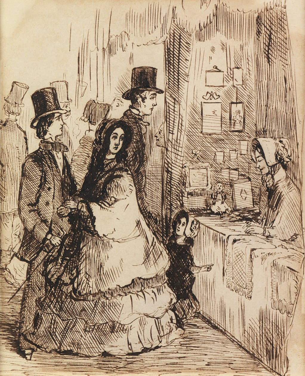 Dygden belönas: en monter i Vanity Fair (penna och bläck) av William Makepeace Thackeray