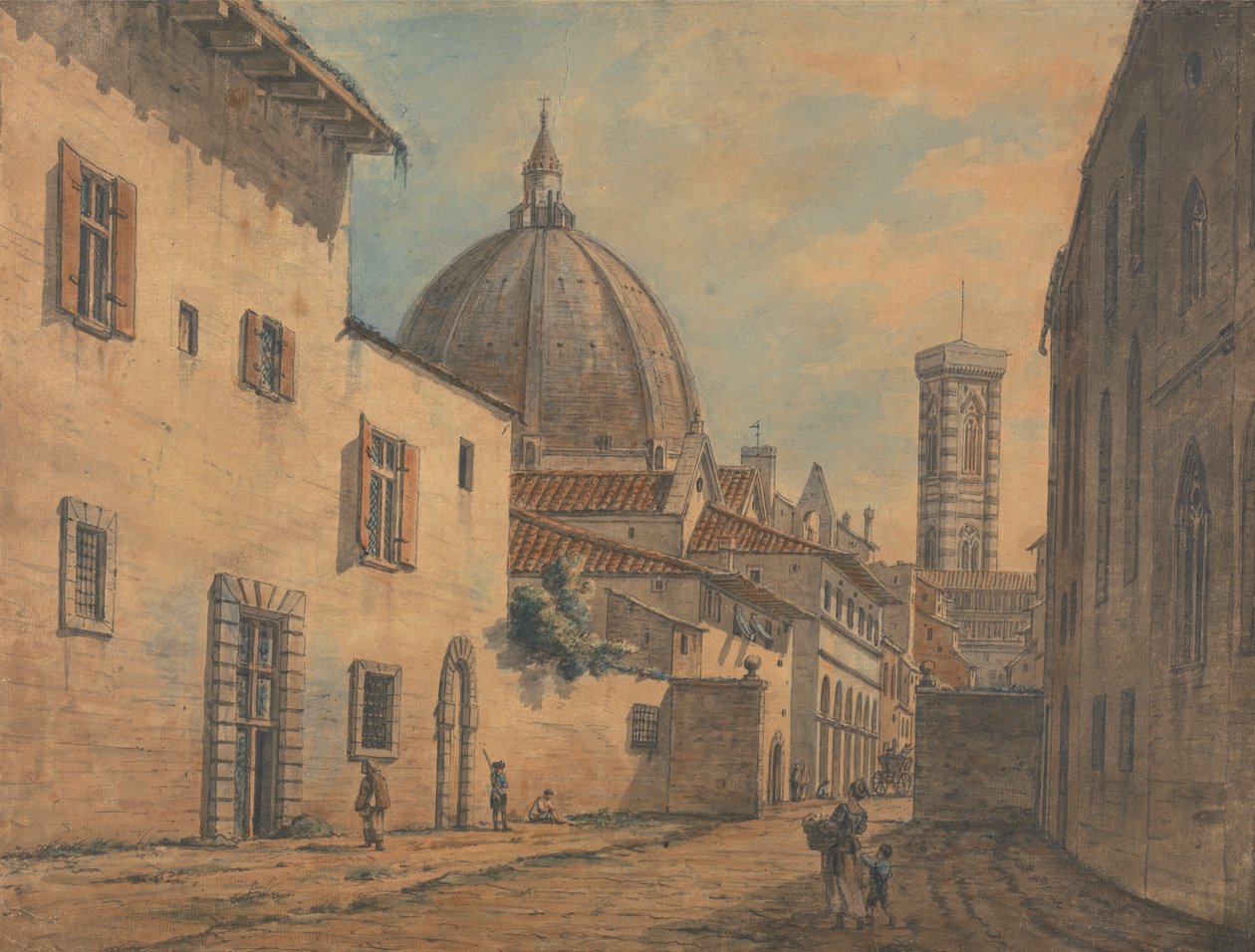 En gata i Florens med Duomo och Campanile i bakgrunden av William Marlow