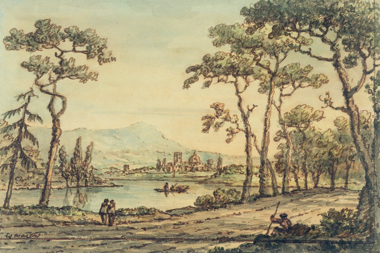 En utsikt över Florens (penna & bläck och akvarell) av William Marlow
