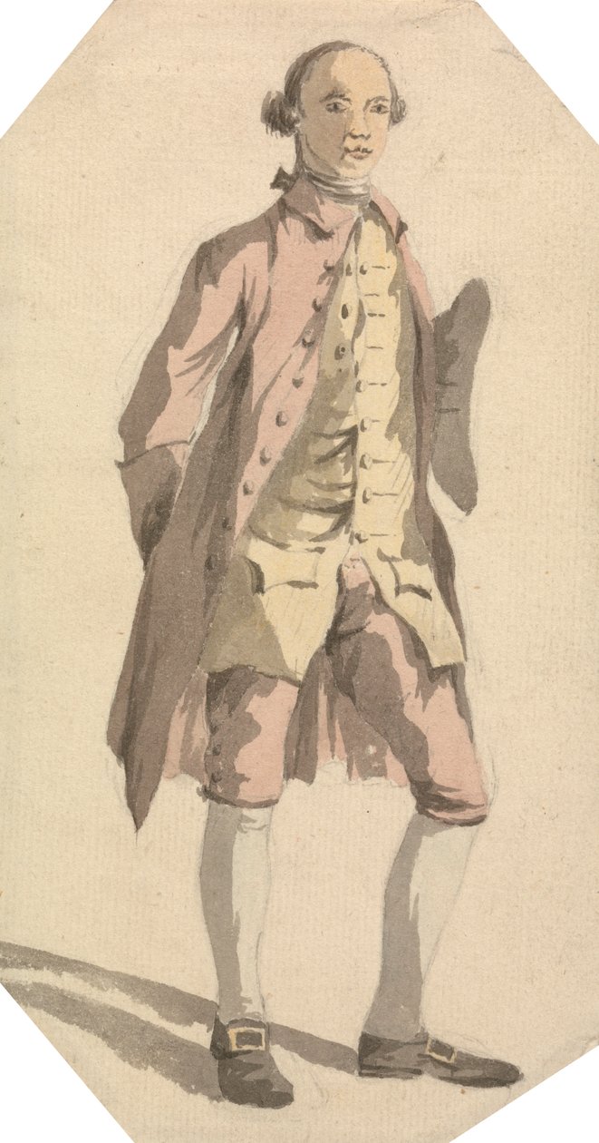Fullängdsman med tricornhatt under vänster arm av William Marlow