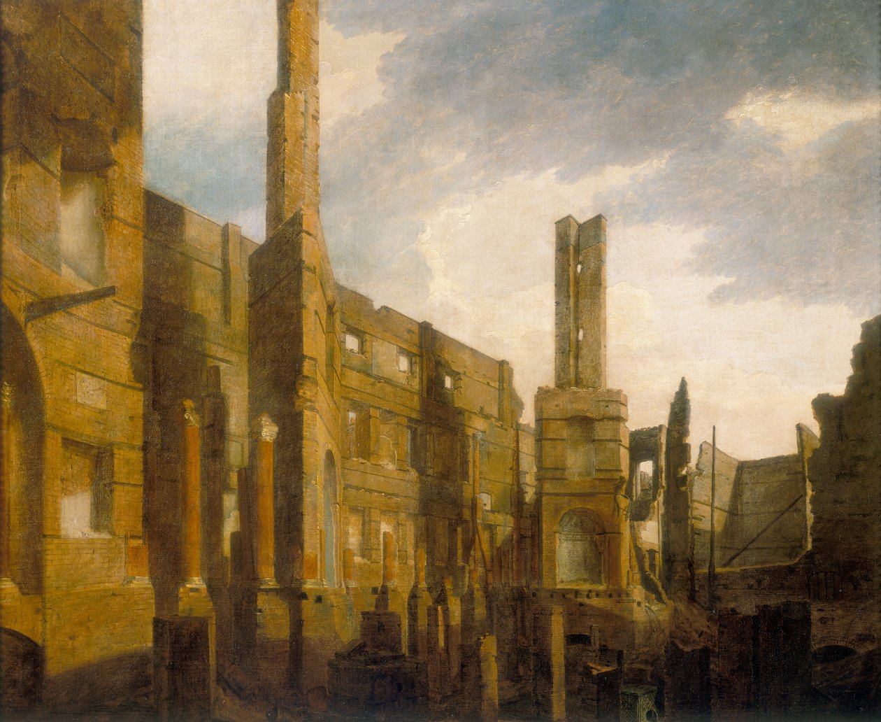 "Ruinerna av Pantheon på Oxford Street efter det katastrofala livet den 14 januari 1792", 1792 av William Marlow