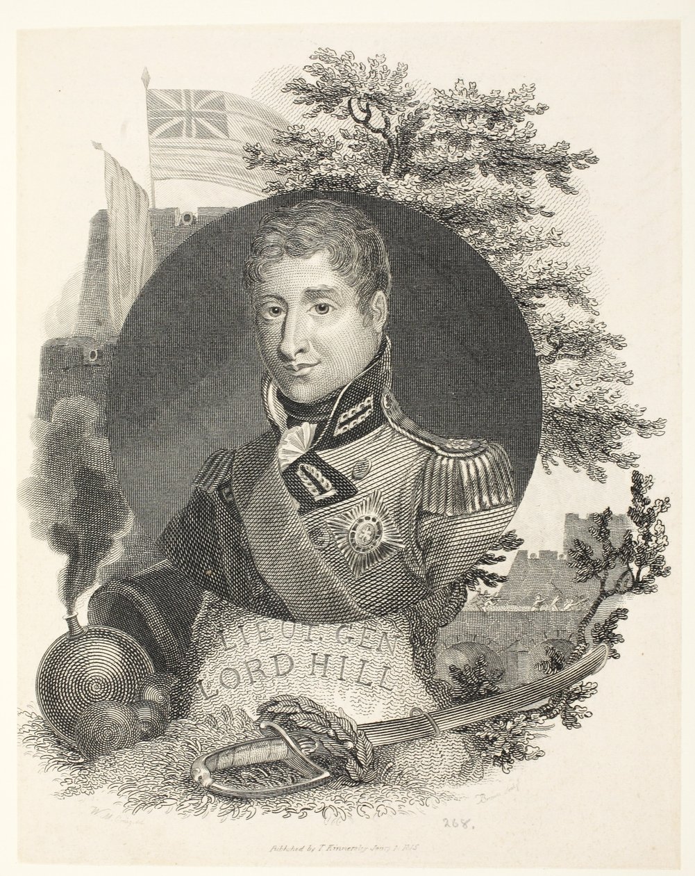 Generallöjtn Lord Hill KB, engr Brown, pub. Kinnersley, 1815 av William Marshall Craig