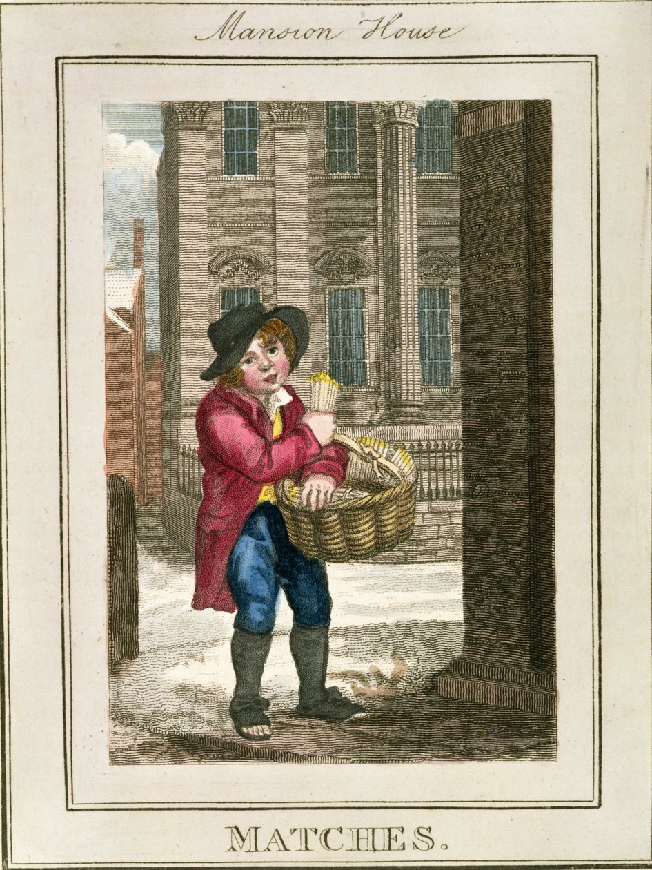 Matches, Mansion House, från "Cries of London", pub. av Richard Phillips (1778-1851) 1804 av William Marshall Craig