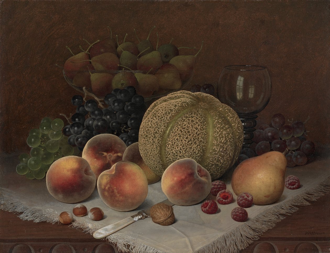 Stilleben med cantaloup, ca 1880 (olja på duk) av William Mason Brown