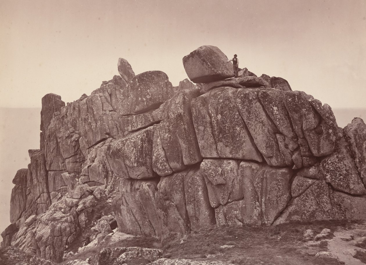 The Logan Rock, Cornwalls sydkust,1860-talet (foto) av William May