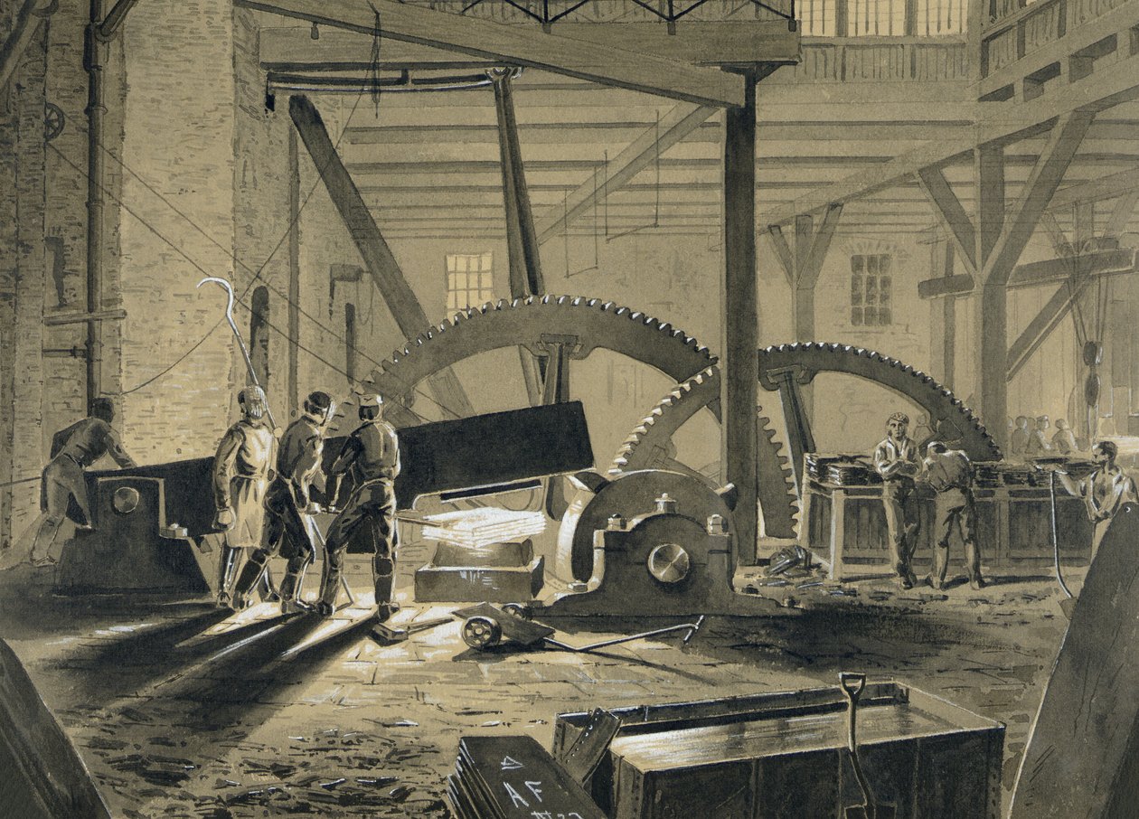 The Shingling Hammer (svartgrå tvätt förstärkt med vitt) av William McConnell
