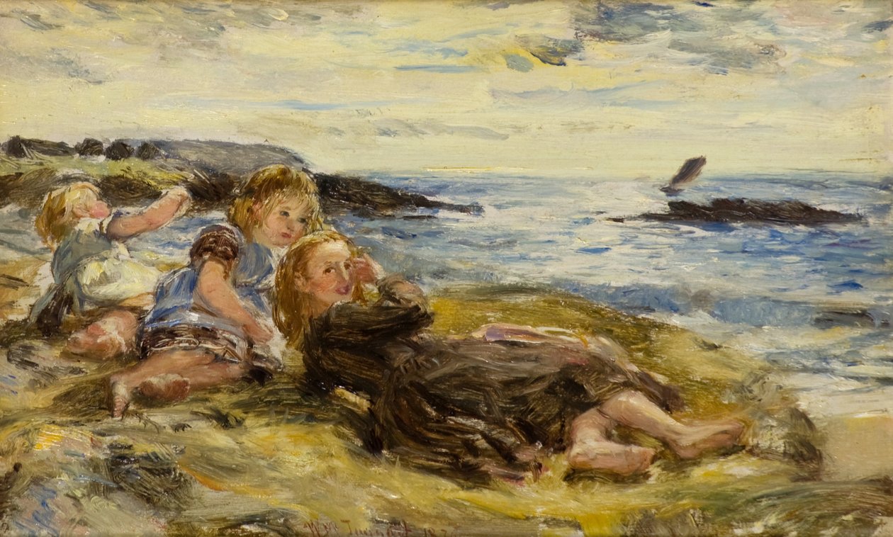 Barn på stranden, Machrihanish av William McTaggart
