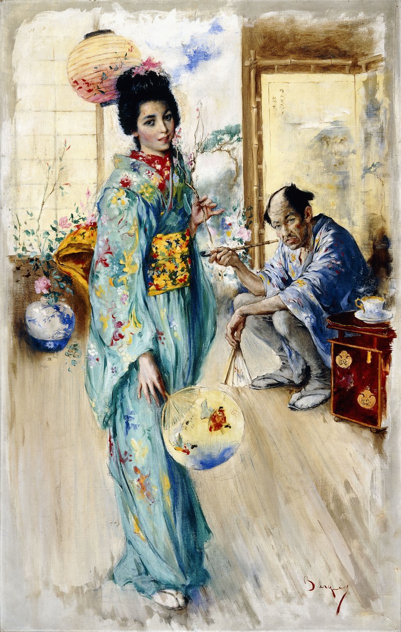 The Lady and Sada San (olja på duk) av William Merritt Berger