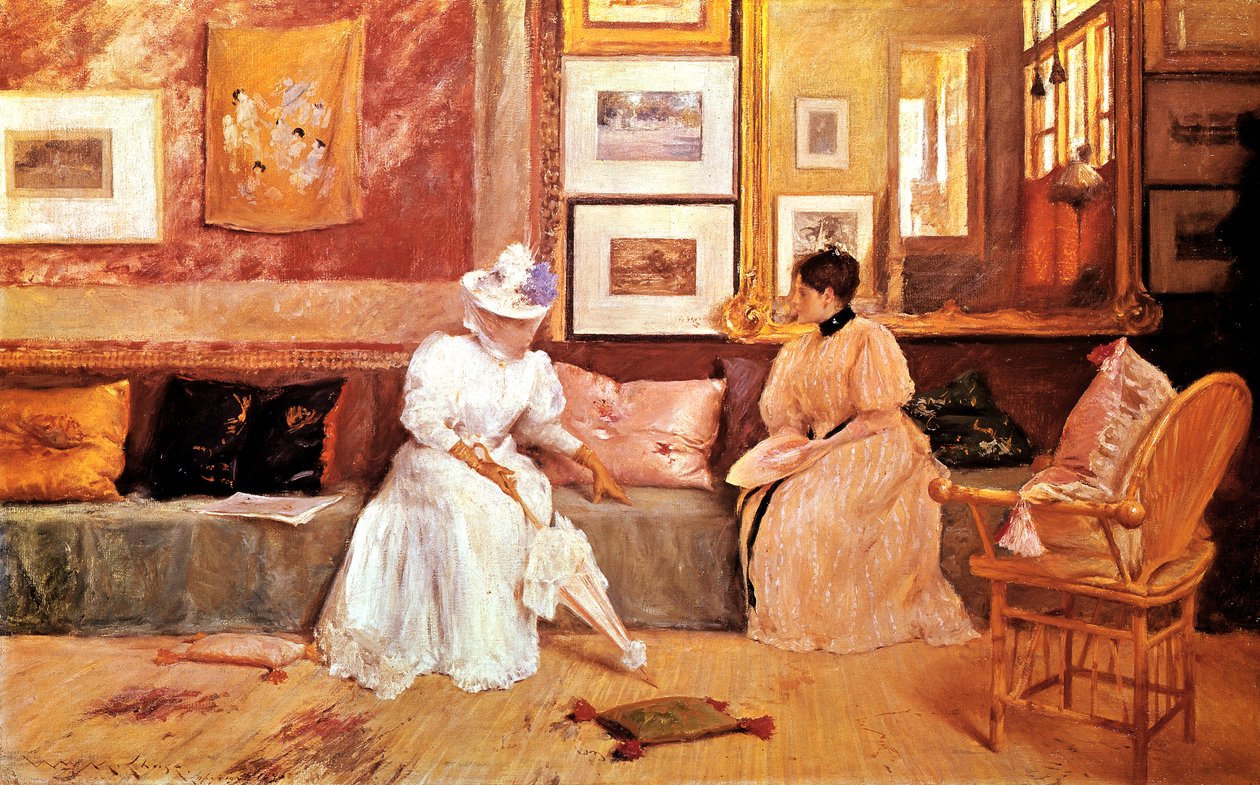 Ett vänligt samtal, 1895 av William Merritt Chase