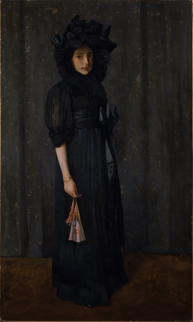 Konstnärens dotter i moderns klänning (Ung flicka i svart) av William Merritt Chase