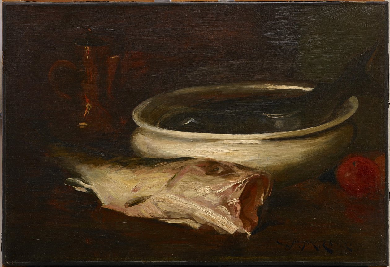 Fisk och stilleben av William Merritt Chase