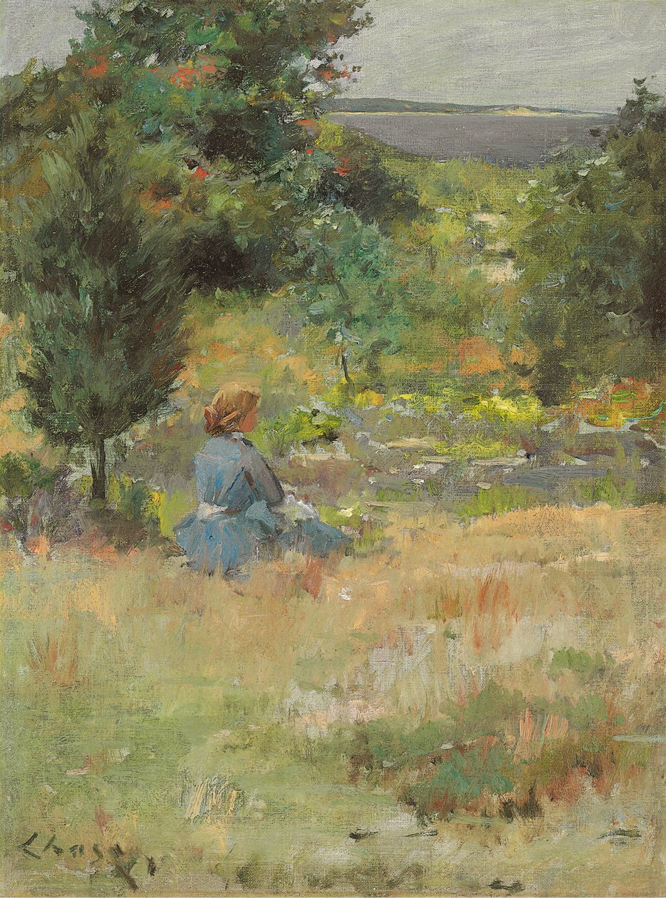 Flicka på Shinnecock Hills, ca 1897 av William Merritt Chase