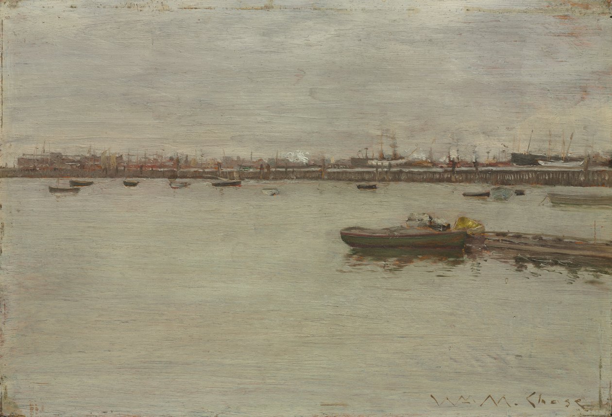 Grey Day on the Bay, ca 1886 (olja på trä) av William Merritt Chase