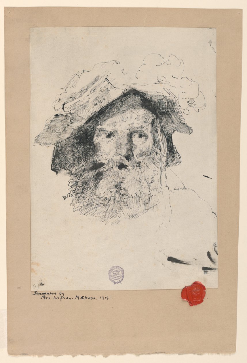 Huvudet av en skäggig man av William Merritt Chase