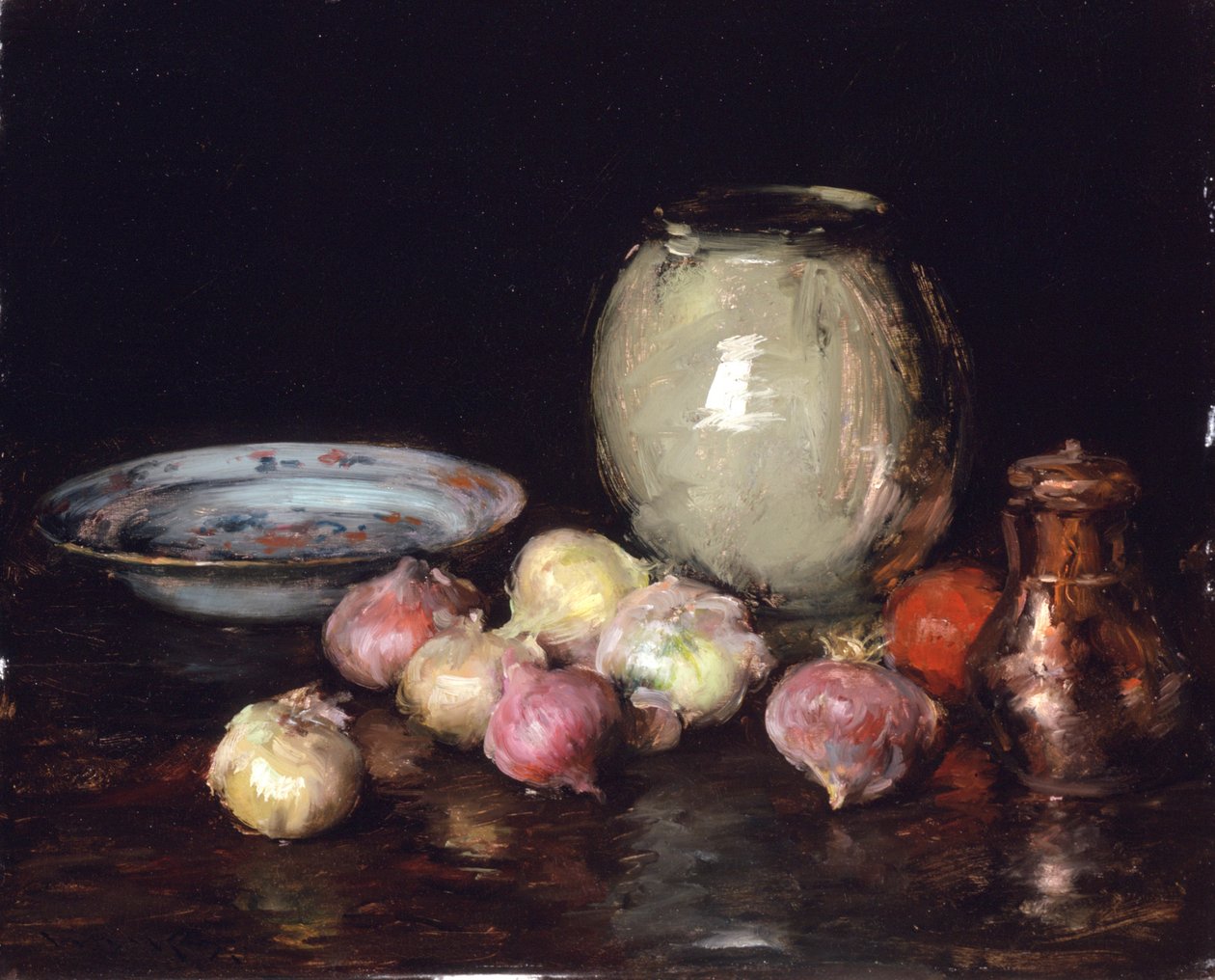 Just Onions, 1912 (olja på träpanel) av William Merritt Chase