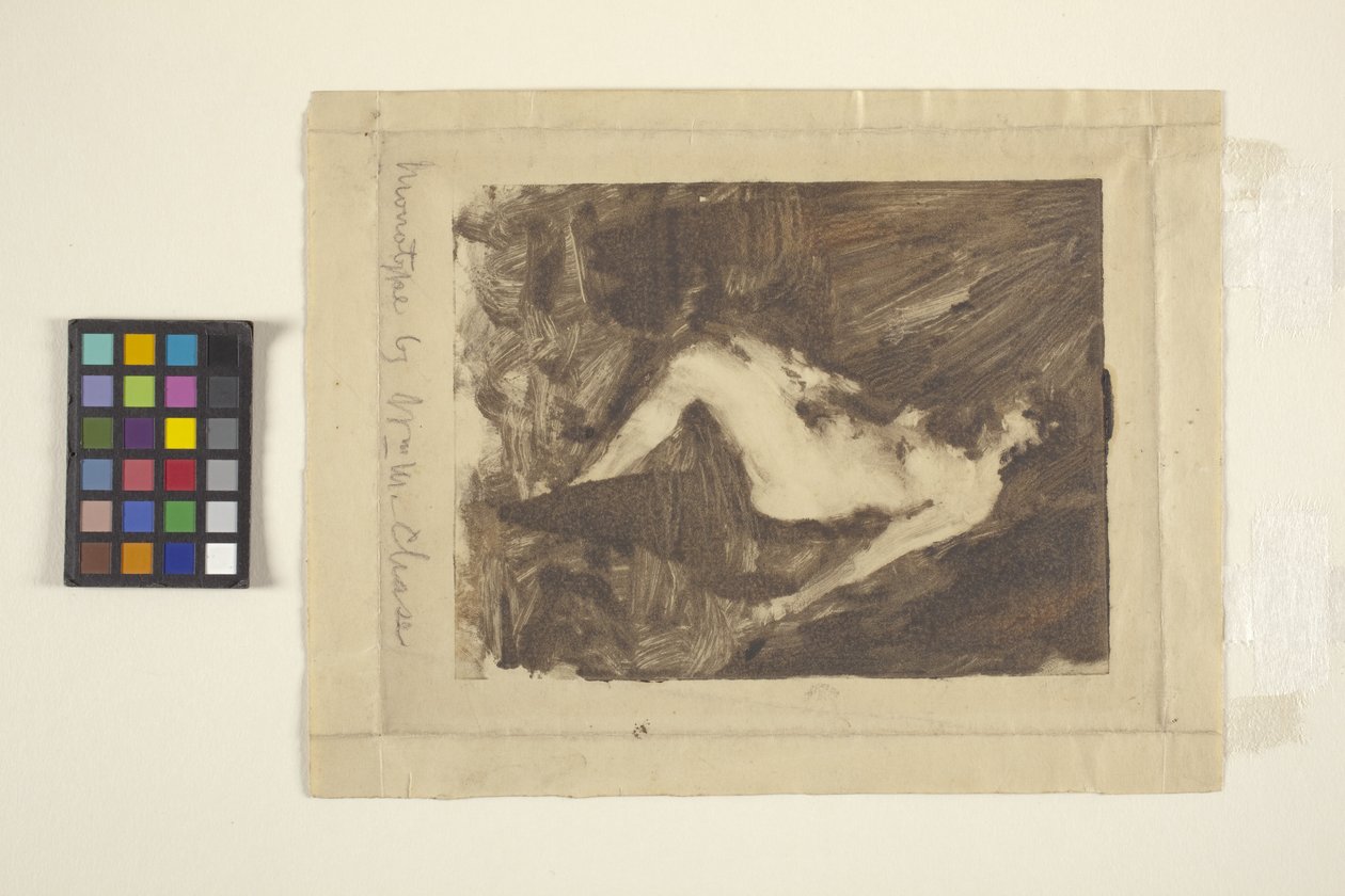 Sittande naken (monotyp) av William Merritt Chase