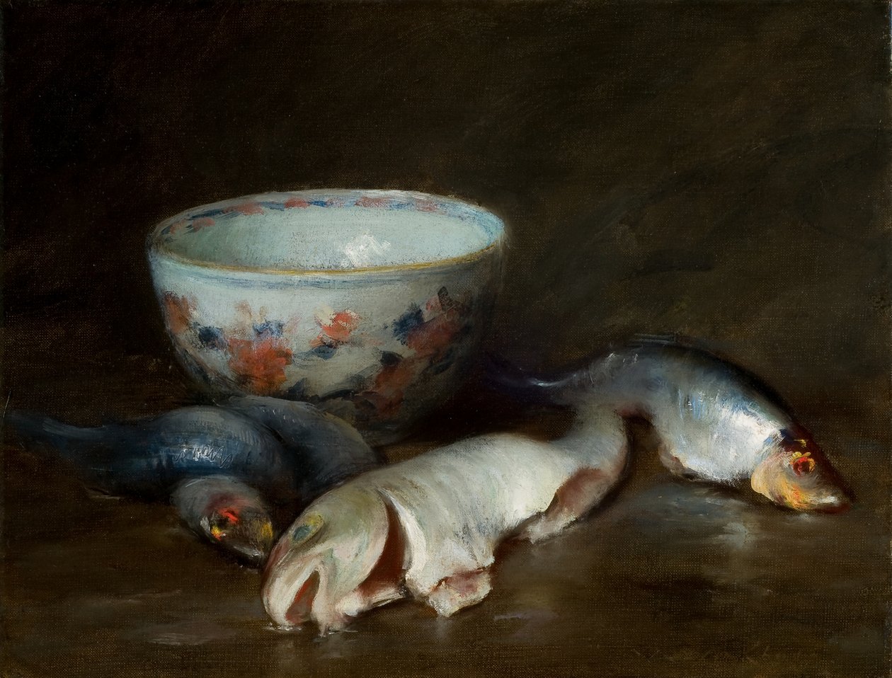 Stilleben med fisk 1910 (olja på duk) av William Merritt Chase