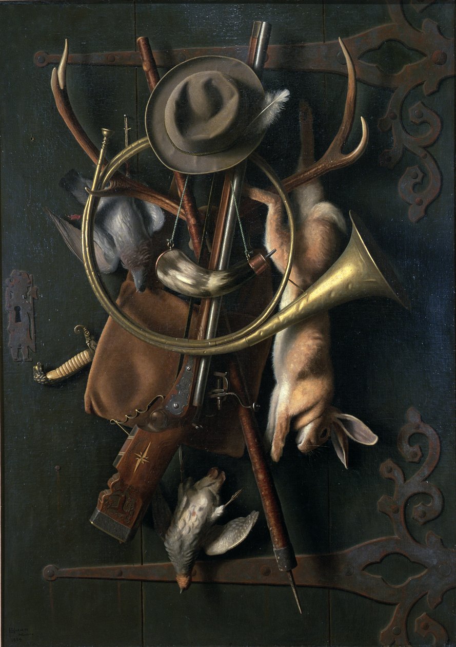 Efter jakten (3:e versionen) 1884 (olja på duk) av William Michael Harnett