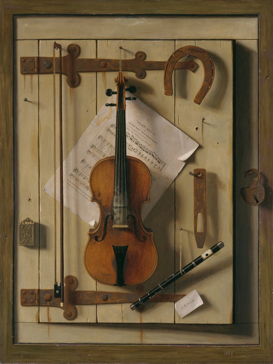 Stilleben, fiol och musik av William Michael Harnett