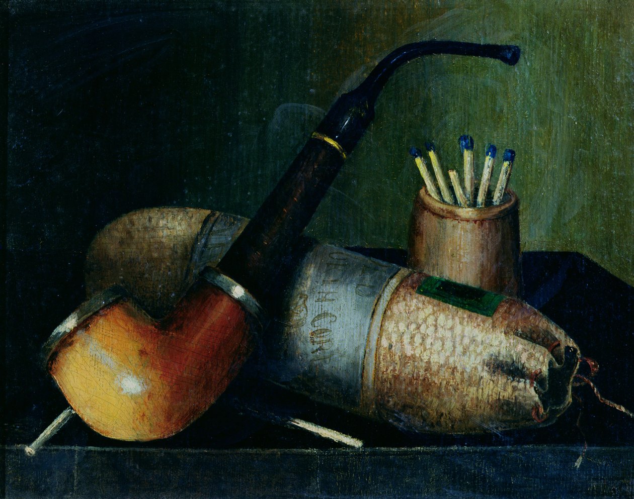 Stilleben av piptobak och tändstickor av William Michael Harnett