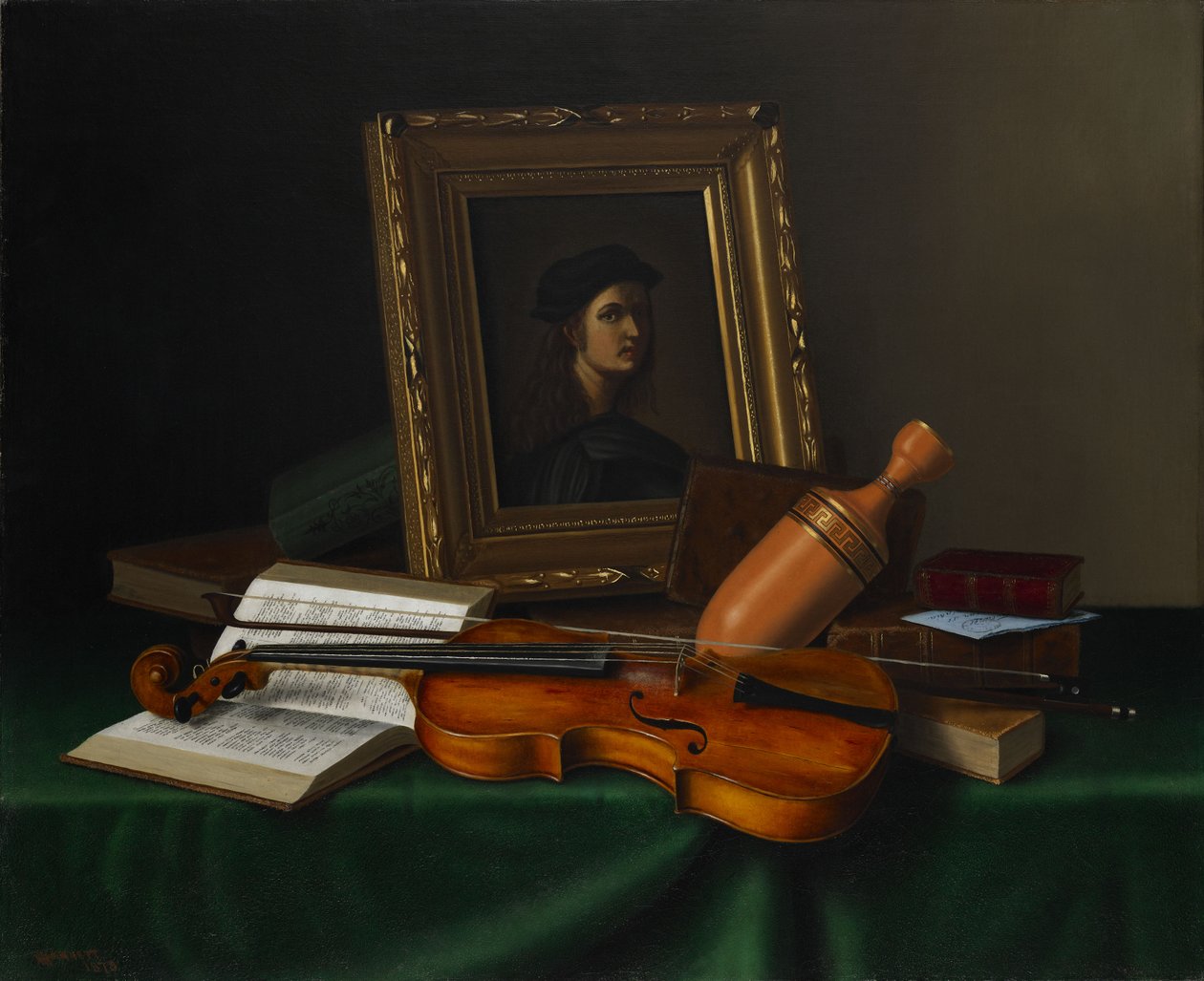 Stilleben med porträtt av Rafael av William Michael Harnett