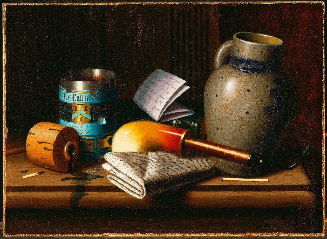 Stilleben med tre slott Tobak av William Michael Harnett