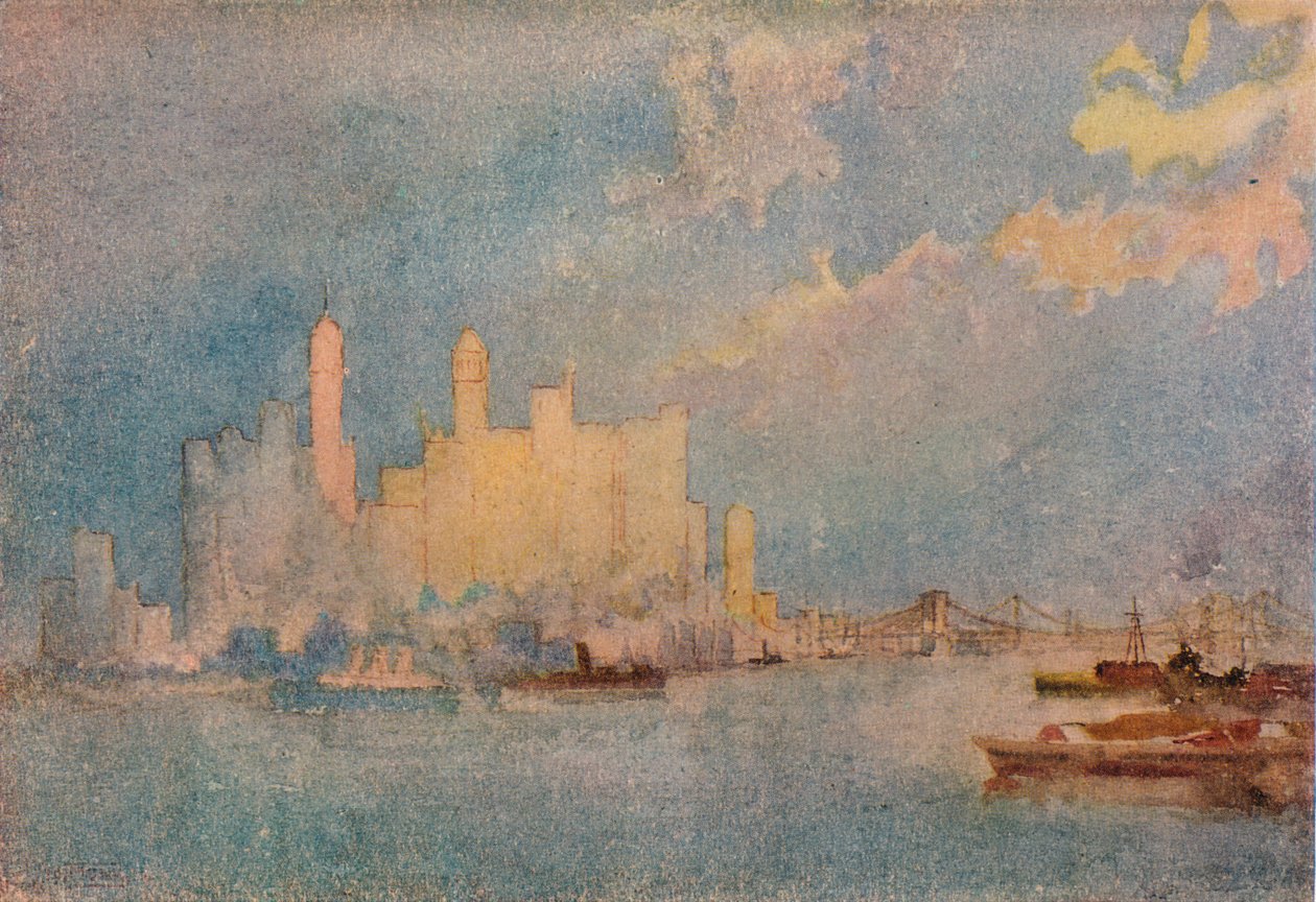 New York från sundet, c1913 av William Monk
