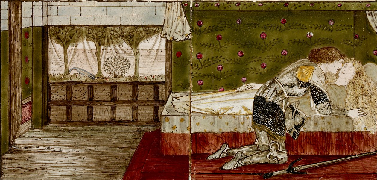 Sexton brickor bildar åtta illustrationer av berättelsen om "Briar Rose", 1862-1865. Artister: William Morris, Sir Edward Coley Burne-Jones. av WilliamWilliam Morris, Sir Edward Coley Burne Jones